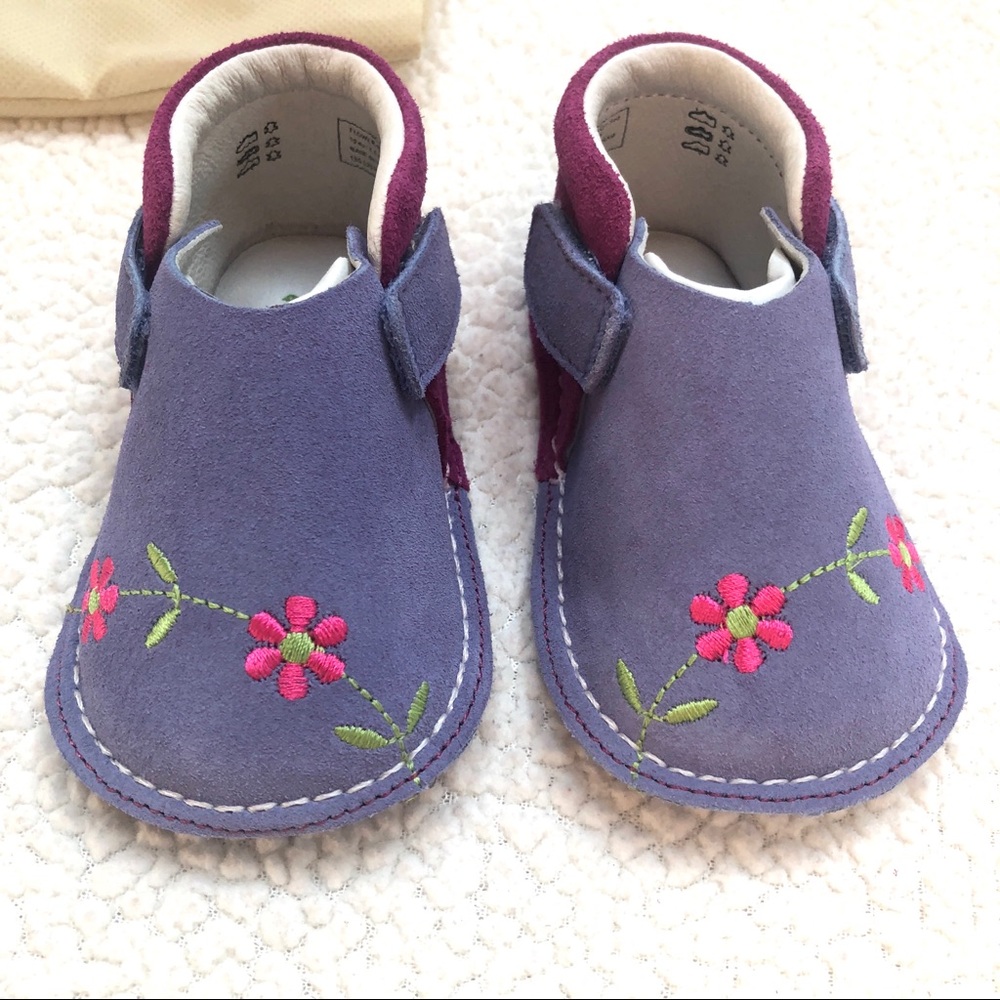 Pipit Suede Flower Lilac Fuchsia Baby Shoes Size 4 - Picture 2 of 10